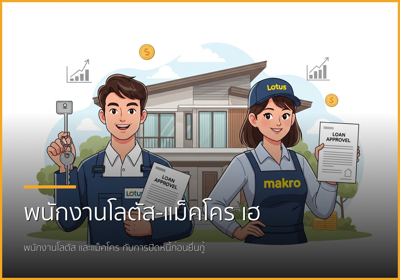 พนักงานโลตัส-แม็คโคร เฮ! มีหนี้ก็ซื้อบ้านได้ เราช่วยปิดหนี้พร้อมพาคุณกู้ พนักงานโลตัส-แม็คโคร เฮ! มีหนี้ก็ซื้อบ้านได้ เราช่วยปิดหนี้พร้อมพาคุณกู้